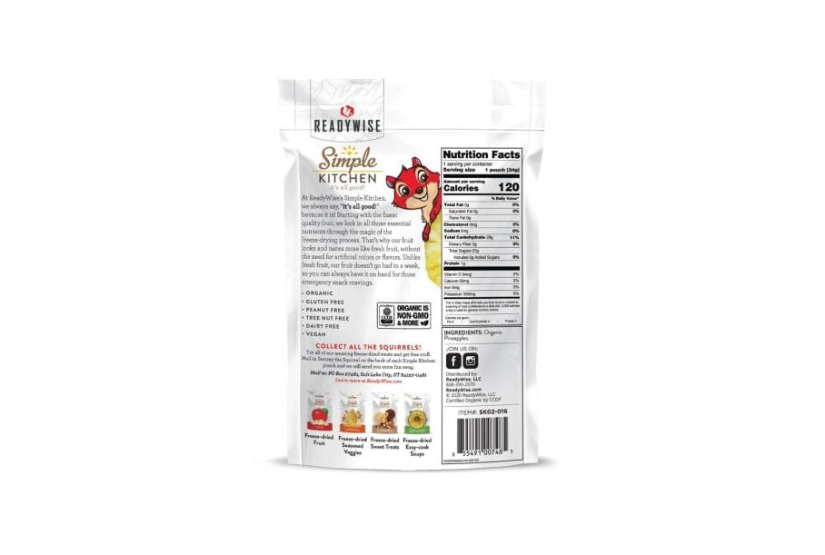 Readywise Simple Kitchen Organic Freeze-Dried Pineapple