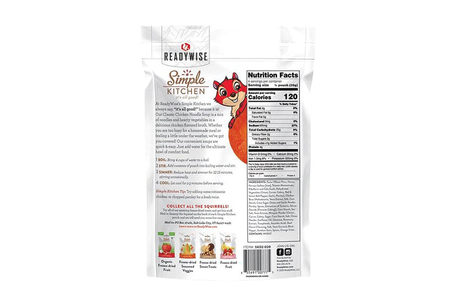 Readywise Simple Kitchen Vegetarian Chicken Noodle Soup- Reformulated