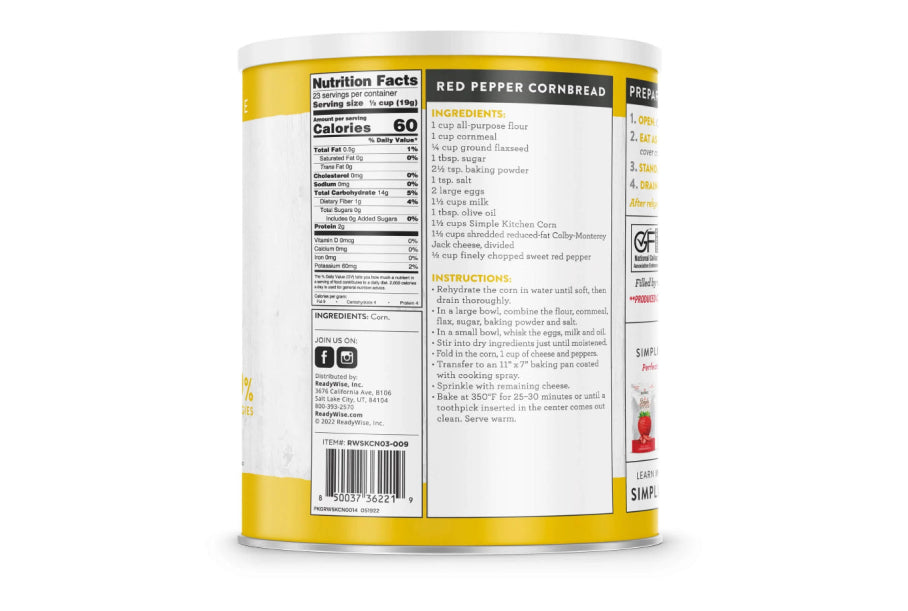 Readywise Simple Kitchen 23 Serving Freeze Dried Corn