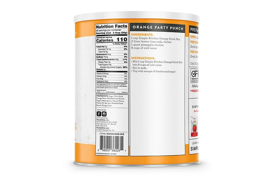 Readywise Simple Kitchen 86-Serving Orange Drink Mix