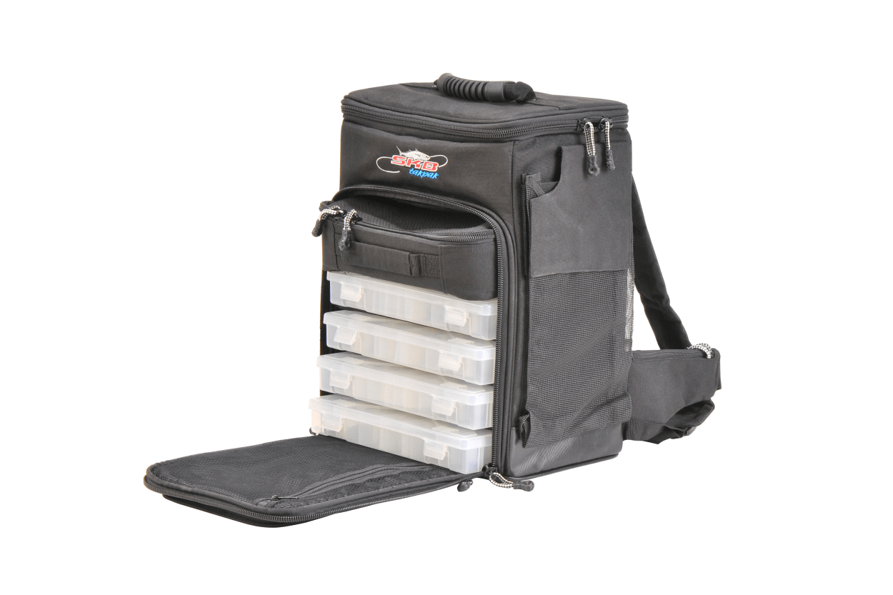 SKB 7300 Large Tak-Pac Backpack Fishing Tackle System Open with Boxes