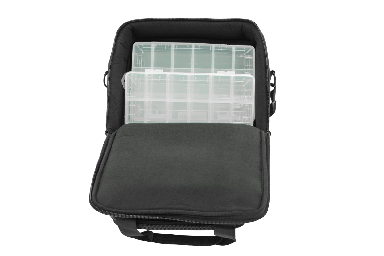 SKB UB1212 Large Universal Fish Tackle Bag Opened with Tackle Boxes