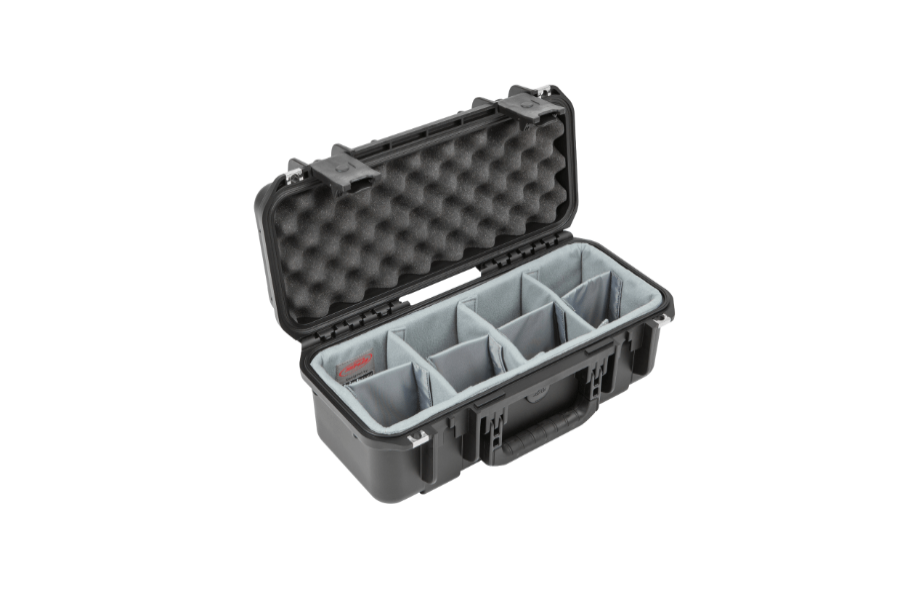SKB iSeries 1706 Reel Case with Think Tank Padded Dividers 4.25" Deep Opened Angle
