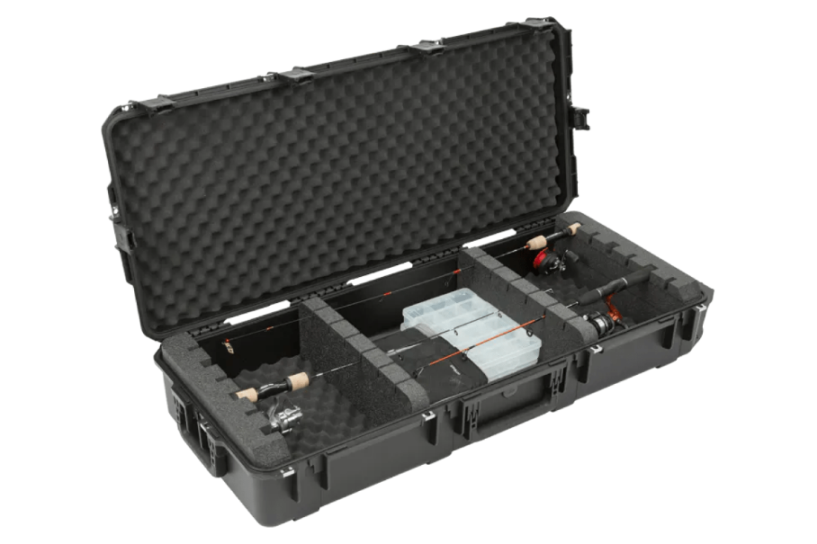 SKB iSeries 4217 Small Watertight Ice Fishing Case 7.5" Deep Front Opened Angle