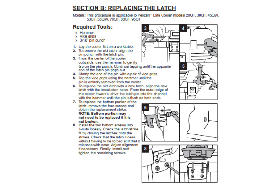 Pelican Replacement 30/50/70QT Cooler Latch Kit