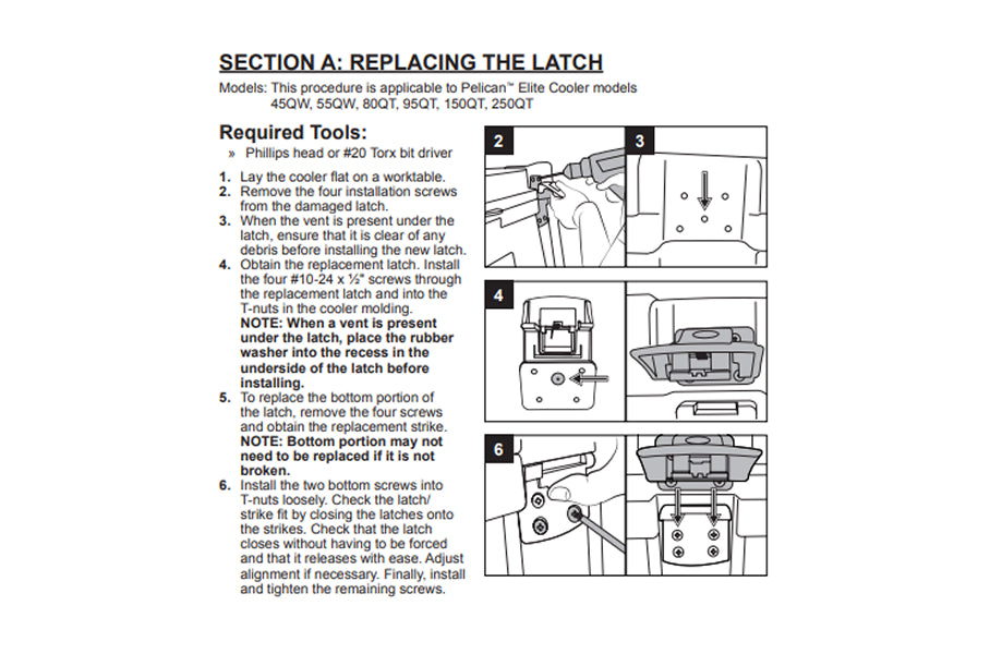 Pelican Replacement 65QT(Non-wheeled)/95/150/250QT Cooler Latch Kit