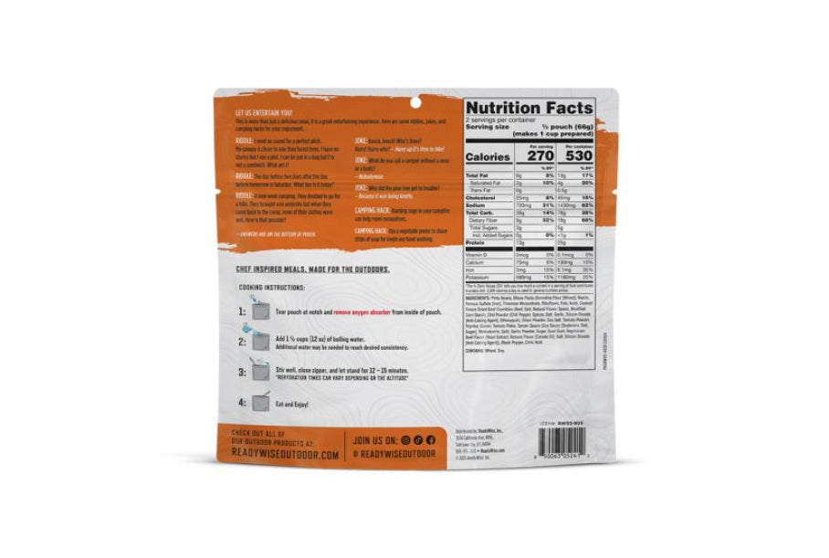 Readywise CP 2 Serve Chili Mac with Beef- Reformulated