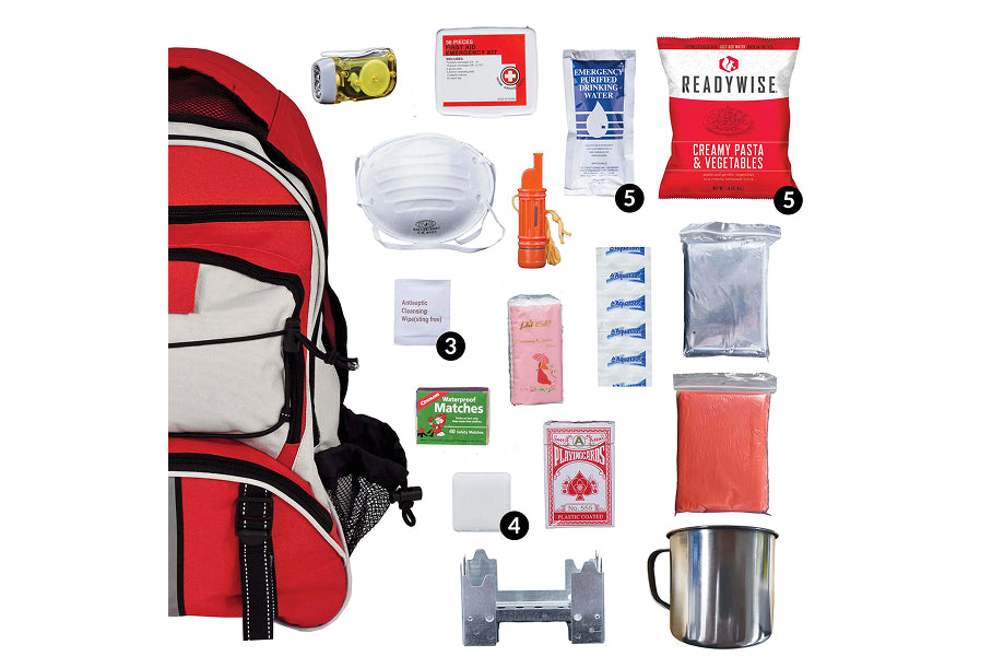 Readywise RW10-621GSG(RED) 64-Piece Survival Backpack, Red