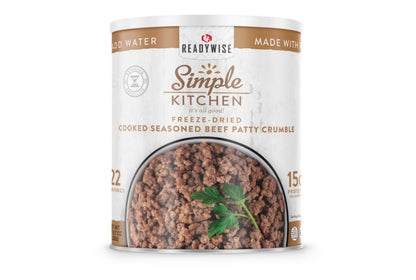 Readywise Simple Kitchen 22 Serving Freeze-Dried Seasoned Beef Patty Crumbles