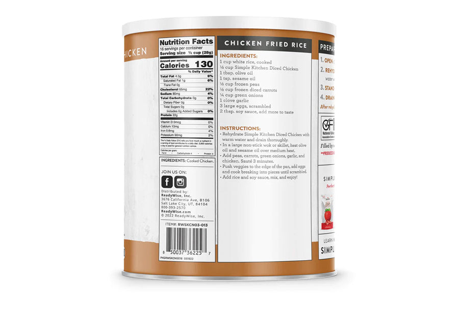 Readywise Simple Kitchen 16-Serving Freeze-Dried Chicken