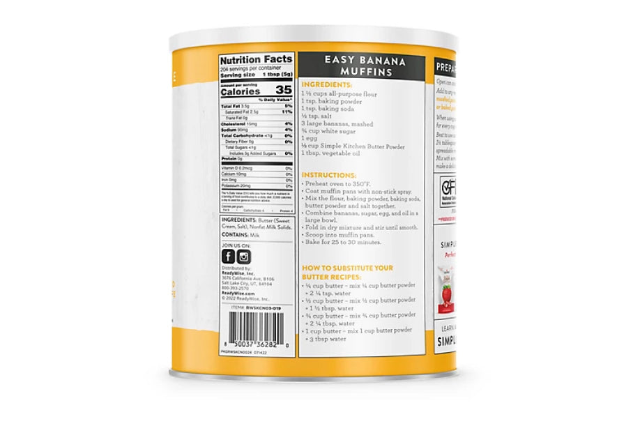 Readywise Simple Kitchen 204 Serving Butter Powder