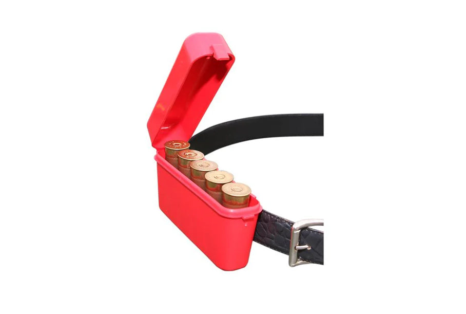 MTM S-5-30 Shotshell Ammo Box 5-Round Belt Style, 12 Gauge up to 3", Red