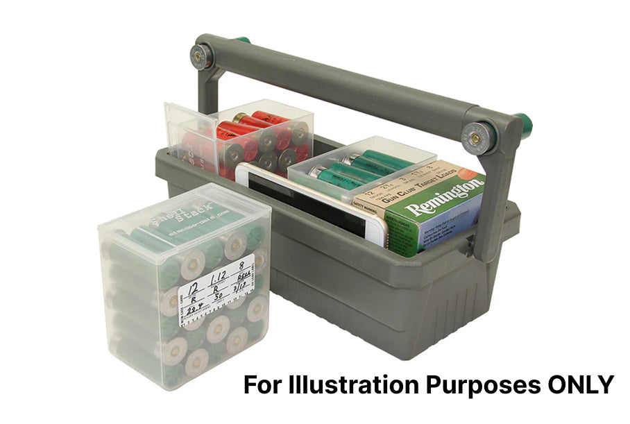 MTM SSC Shotshell Box Caddy with (x4) SS25-00, Army Green/Clear